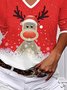 Christmas Casual V Neck Long Sleeve Loose T-Shirt Xmas T-shirt