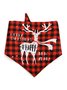 Christmas Elk Snowman Black and White Plaid Scarf Cat Dog Pet Scarf Holiday Decoration