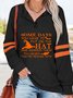 Halloween Letters Long Sleeve Buttoned V Neck Plus Size Casual Sweatshirts