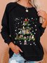Casual ChristmasTrees Cat Long Sleeve Crew Neck Printed Tops Sweatshirts