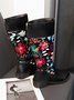Vintage Ethnic Floral Embroidered Western Cowboy Boots Rider Boots