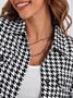 Houndstooth Long Sleeve Buttoned Plus Size Casual Jackets
