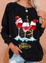 Casual Christmas Long Sleeve Crew Neck Printed Tops Sweatshirts