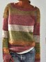 Knitted Casual Color Block Sweater