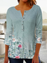 Floral Long Sleeve Casual Tunic T-Shirt
