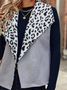 Color Block Leopard Fluff/Granular Fleece Fabric Jacket