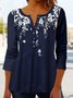 Casual Floral V Neck tunic T-Shirt