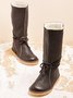 Comfortable Soft Lightweight Lace Up Chunky Heel Boots Footwear