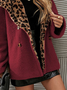 Loose Leopard Fluff/Granular Fleece Fabric Teddy Color Block Jacket