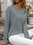 Plain Jersey V Neck Casual Top