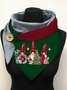 Christmas Red And Green Elf Pattern Triangle Scarf Faceless Old Man Pattern Scarf Xmas Scarf