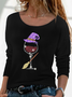 Halloween Printed Casual Crew Neck T-Shirt
