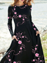 Casual Floral Printed Long Sleeve Dresses
