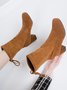 Women's Plain Drawstring Chunky Heel Sock Boots
