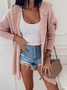 Casual Long Sleeve Knitted Hoodie Plain Cardigans
