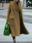 Plain Long Sleeve Buttoned Lapel Collar Casual Coat