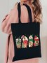 Christmas Fun Snowman Cartoon Pattern Shoulder Bag Christmas Pattern Shopping Bag Holiday Daily Matching Xmas Bag