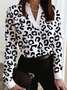 Casual Leopard Long Sleeve V Neck Printed Top