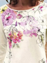 Floral Long Sleeve Crew Neck Casual T-Shirt