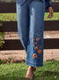 Floral Denim Loose Embroidery Jeans