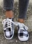Christmas Red Plaid Black And White Plaid Leopard Casual Flat Shoes Xmas Flats