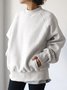 Casual Crew Neck Solid Sweatshirt