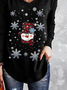 Christmas Snowflake Printed Crew Neck Casual T-Shirt Xmas T-shirt