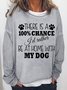 Women Funny Dog 100% chance I'd rather be at home with my dog Simple Sweatshirt