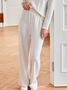 Casual Plain V Neck Two-Piece Set