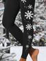 Womens Christmas Beautiful snowflake Print Casual Leggings