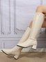 Women's Plain Color Simple Zipper High Elasticity Chunky Heel Straight Boots