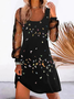 Butterfly Long Sleeve Crew Neck Printed Dress