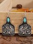 Vintage Turquoise Ethnic Pattern Embossed Earrings Boho Ethnic Jewelry