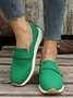 Casual Plain Color Buckle Strap Slip On Flat Sneakers