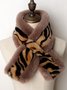 Casual Faux Fur Leopard Zebra Pattern Scarf Banquet Party Elegant Accessories Autumn Winter Warmth Thickening