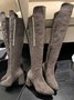 Velvet Rhinestones Chunky Over-the-knee Boots
