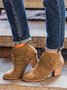 Women's Plain Front Laced Chunky Heel Booties