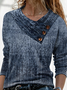Jersey Abstract Buttoned Casual T-Shirt