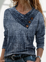 Jersey Abstract Buttoned Casual T-Shirt