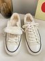 Plus Size Furry Lined Lace-Up Canvas Sneakers