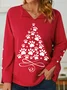 Women's Christmas Paw Tree Print Sweatshirt