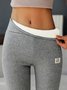 Casual Fleece Lined Leggings Pants High Waist Athletic Pants Tummy Control Stretch Workout Yoga Leggings