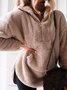 Fluff/Granular Fleece Fabric Casual Zipper Loose Sweatshirt