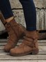 Comfort Soft Leather Vintage Round Toe Side Zip Lace-Up Low Heel Booties