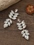 Party Banquet Full Diamond Leaf Earrings Wedding Anniversary New Year Jewelry