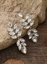 Party Banquet Full Diamond Leaf Earrings Wedding Anniversary New Year Jewelry