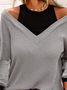 Two In One Casual Plain Cold Shoulder Top