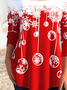 Patchwork Lace Square Neck Christmas Printed Casual Tunic T-Shirt Xmas T-shirt
