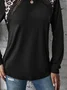 Leopard Casual Crew Neck Patchwork Lace T-Shirt