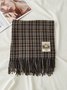 Casual Retro Plaid Long Scarf Everyday Clothing Sweater With Accessories